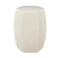 Cream Ceramic Contemporary Accent Table, 19" x 13" x 14"