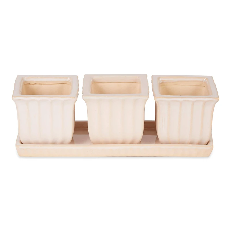 Square Ceramic Small Planter Set