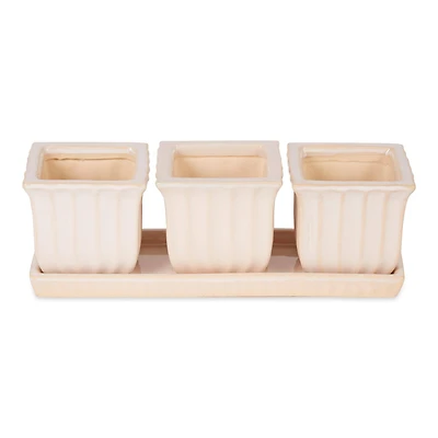 Square Ceramic Small Planter Set