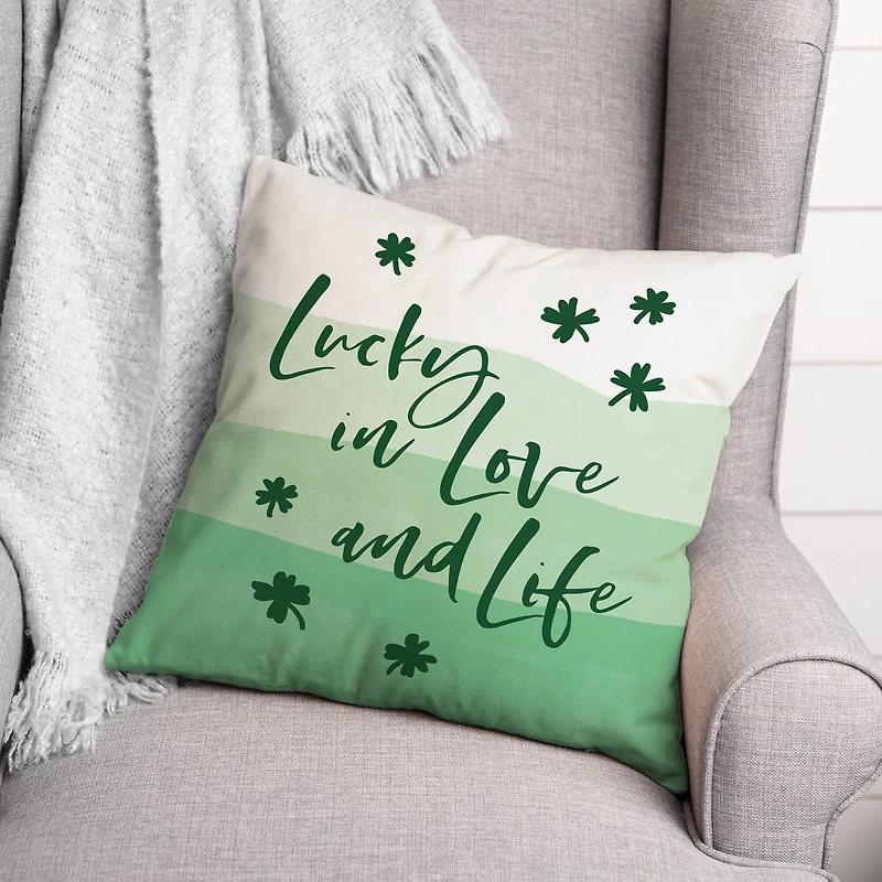 Lucky, Love & Life Throw Pillow