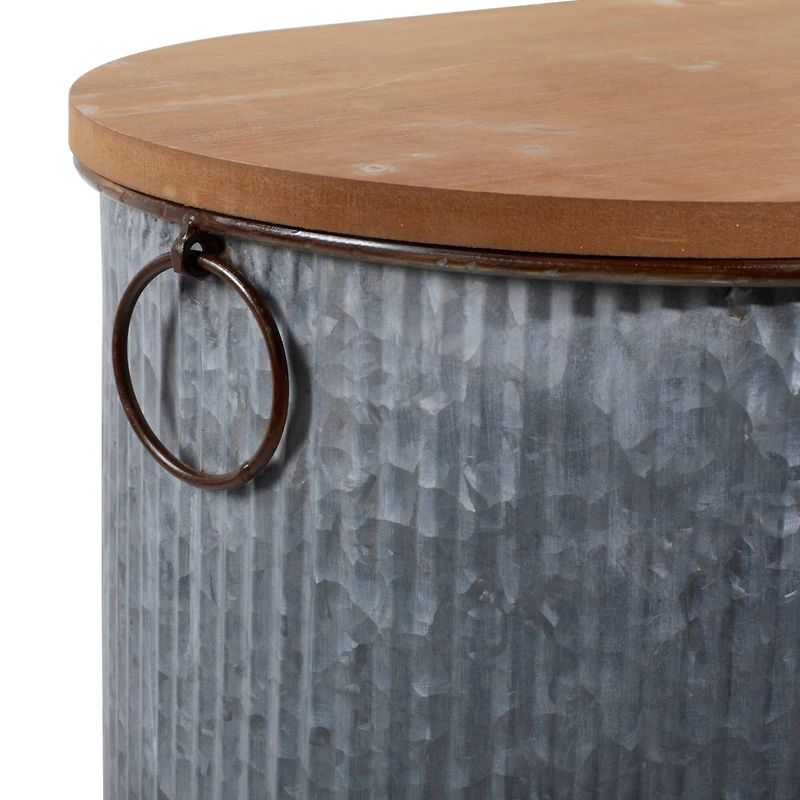 Set of 3 Brown Metal Farmhouse Storage Bench, 23", 48"