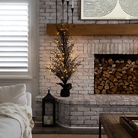 5ft. Pre-Lit LED Halloween Black Twig Artificial Fall Tree in Burlap Planter