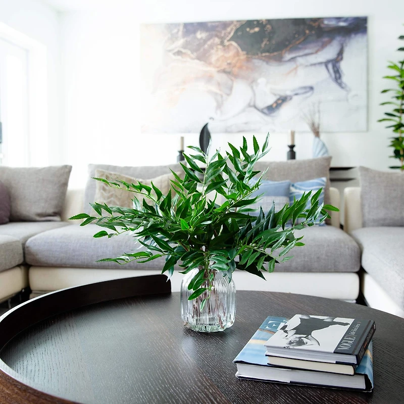 19" Palmate Fern Arrangement in Glass Vase