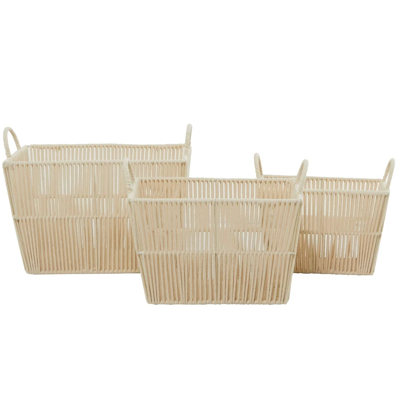 Cotton Handmade Storage Basket with Handles Set of 3 12", 11