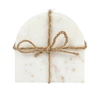 Hello Honey® White Modern Arched Marble Coaster Set