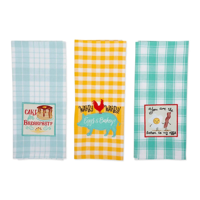 DII® Rise & Shine Breakfast Embroidered Dish Towel Set