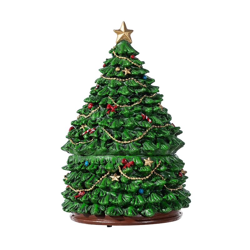 Glitzhome® 100mm Christmas Resin Lighted Musical Snowflakes Christmas Tree Waterglobe