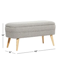 40" Contemporary Polyester & Wood Storage Bench