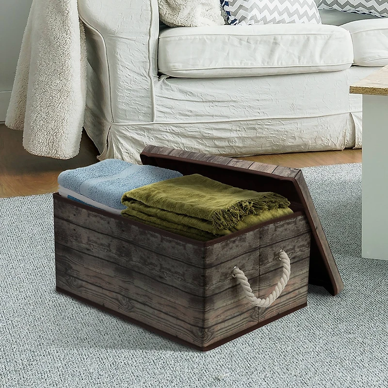 Sorbus 16.5" Rustic Wood Pattern Storage Box
