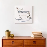 Tea Cup With Flower 12" x 12" Canvas Wall Art