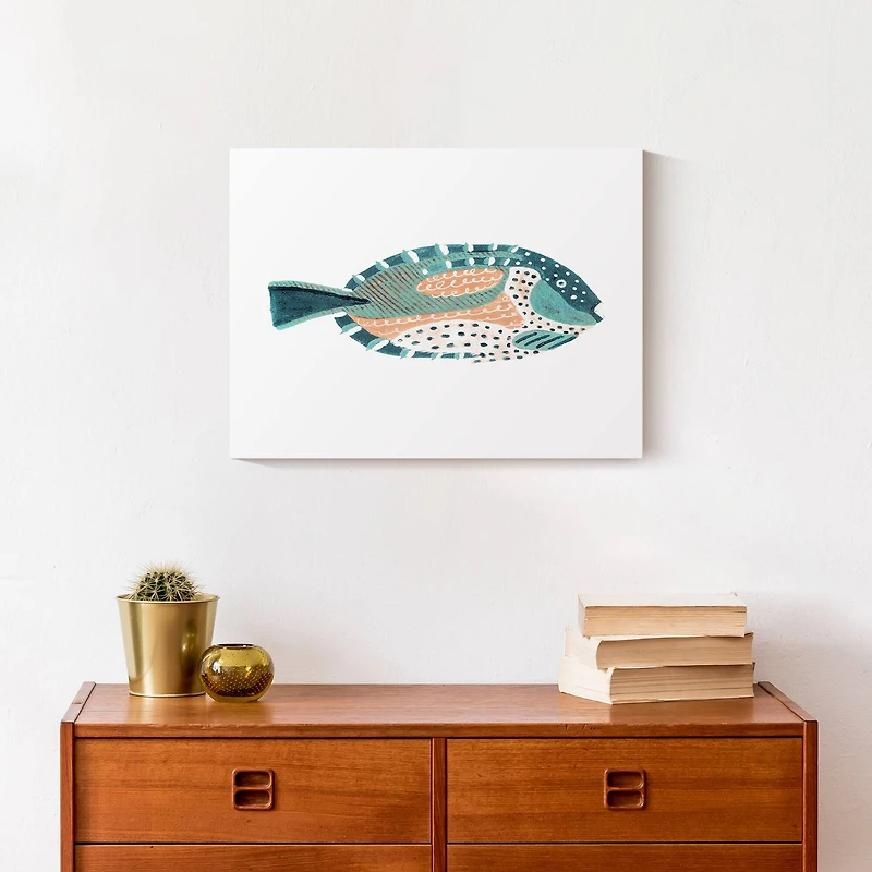 Patterened Fish 16" x 12" Canvas Wall Art