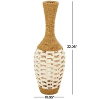 White Seagrass Handmade Tall Woven Floor Vase 11" x 11" x 32"