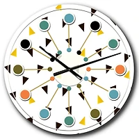 Designart 'Trendy Black And Gold Triangular Pattern Mid-Century Modern Wall Clock