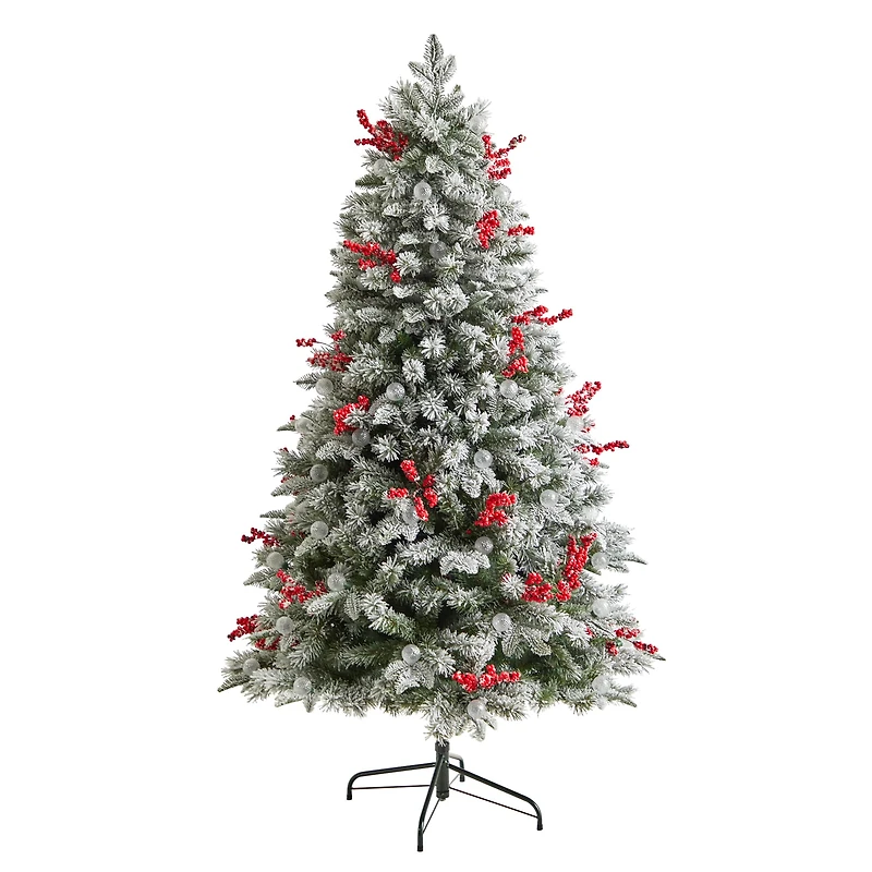 6ft. Pre-Lit Snow Tipped Norwegian Fir Artificial Christmas Tree, White LED Lights