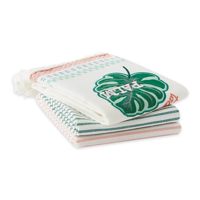 Talk To Palm Embellished Dishtowel (Set of 3)