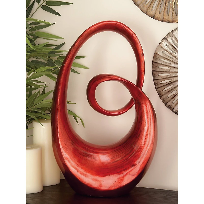 24" Red Swirl Contemporary Sculpture