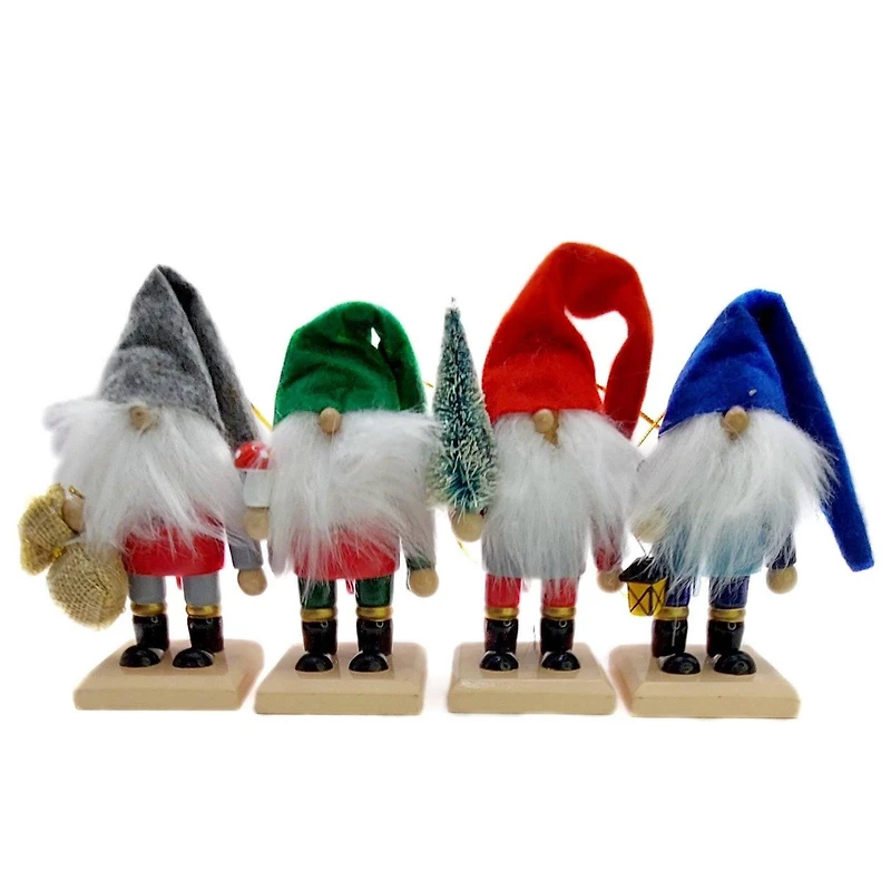 Wizardi Classic Wooden Christmas Gnomes Festive Decoration Set