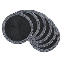 DII® 15" Round Black Fringed Placemat Set, 6ct.
