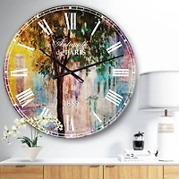 Designart 'Couple Walking In Rain French Country Wall Clock