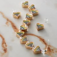 Rainbow Stripe & Gold Heart Beads, 9mm by Bead Landing™