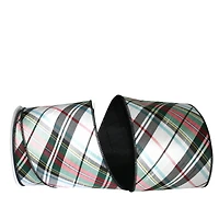 JAM Paper 4" x 10yd. Dupioni Wired Edge Diagonal Plaid Ribbon