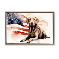 Stupell Industries Patriotic Dog with Flag Floater Framed Art