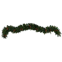 9ft. White LED Lights Mixed Pines & Pinecones Artificial Christmas Garland