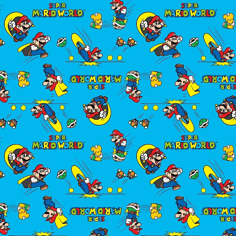 Nintendo® Mario Blue Retro Super Mario World Cotton Fabric