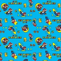 Nintendo® Mario Blue Retro Super Mario World Cotton Fabric