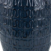 20" Dark Blue Metal Dimensional Textured Vase
