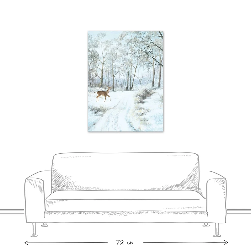 Doe Walking In The Snow 30x40 Canvas Wall Art