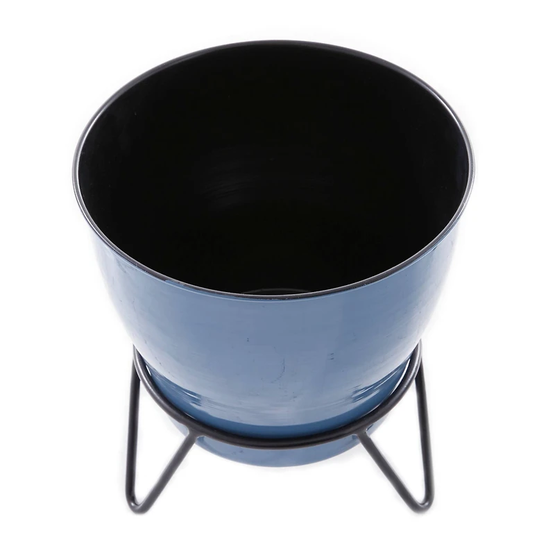 The Novogratz Set of 2 Blue Iron Modern Planter, 11" x 10" x 10"