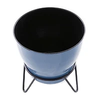 The Novogratz Set of 2 Blue Iron Modern Planter, 11" x 10" x 10"