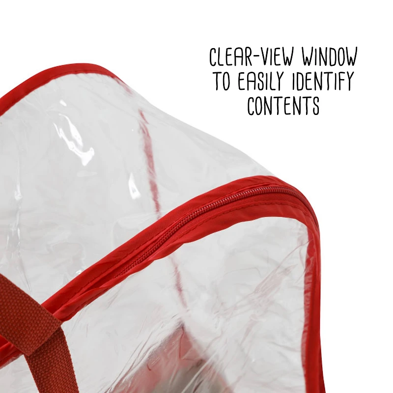 Honey Can Do 30" Red Clear-View Christmas Storage Bags with Handles, 2ct.