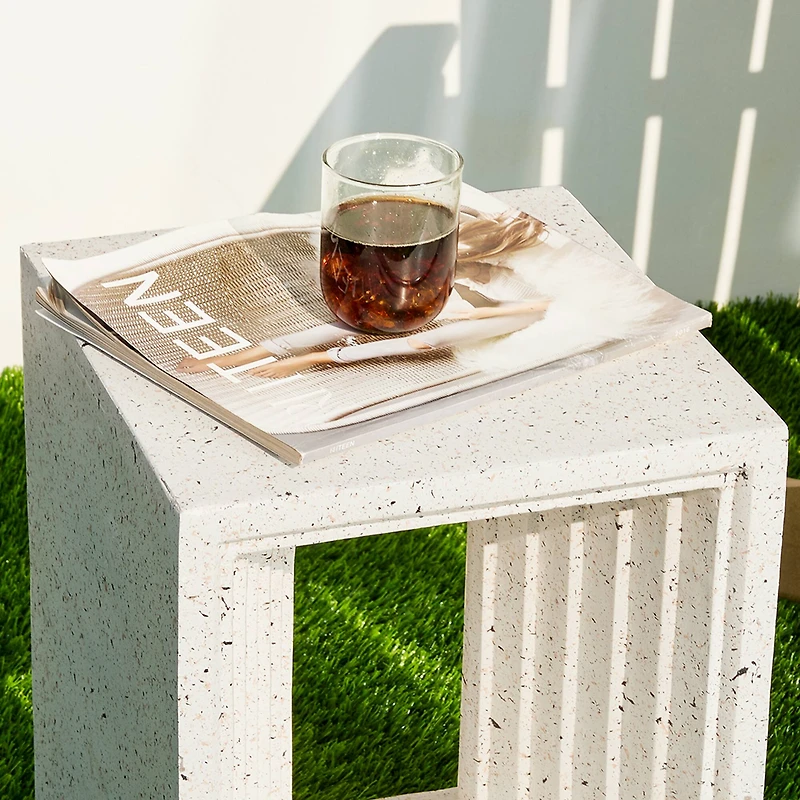 Glitzhome® 17" Faux Terrazzo Square Garden Stool