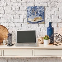 Stupell Industries Fashion Book Pile Glam Designer Accessories Blue Gold Canvas Wall Art