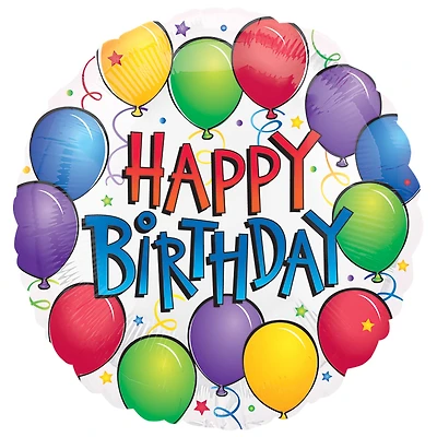 17" Colorful Fun Happy Birthday Mylar Balloon