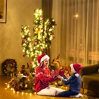 Costway 5ft. Pre-Lit Cactus Artificial Christmas Tree with Ball Ornaments, Warm White LED Lights