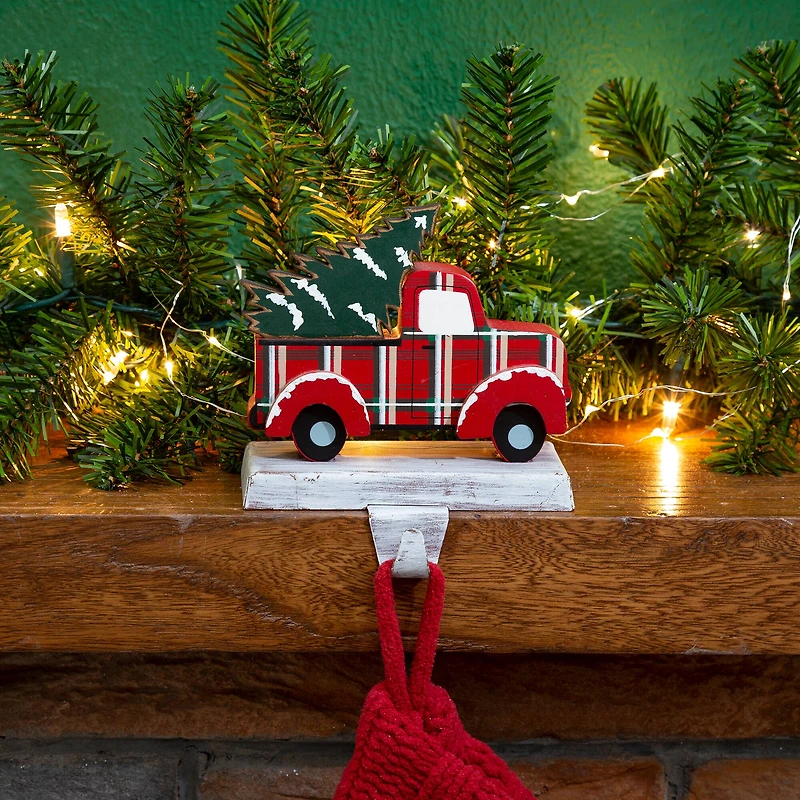 Glitzhome® 6" Red Truck & Tree Stocking Holder