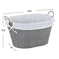 Household Essentials Gray Wicker Lined Laundry Basket