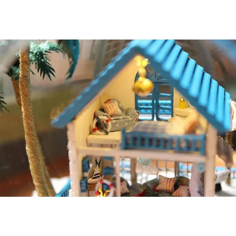 Wizardi Miniature Roombox Romantic Beach House Dollhouse Kit