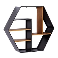 Black Chinese Fir Wood Industrial Wall Shelves, 26" x 30" x 7"