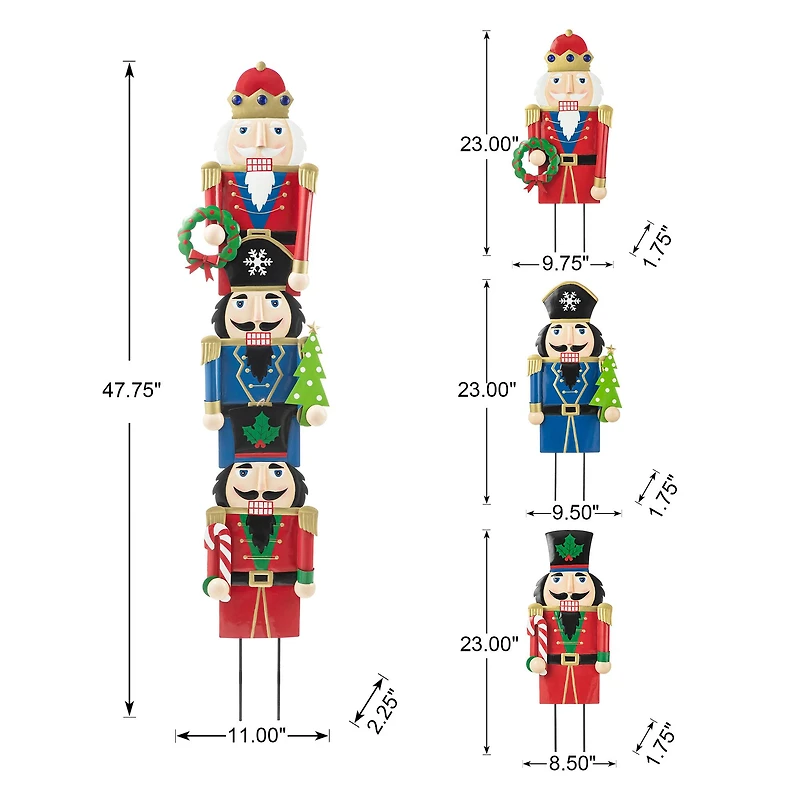 Glitzhome® Metal Nutcracker Yard Stake/Décor Accent Set