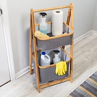 Honey Can Do Bamboo & Canvas 2-Tier Collapsible Shelves