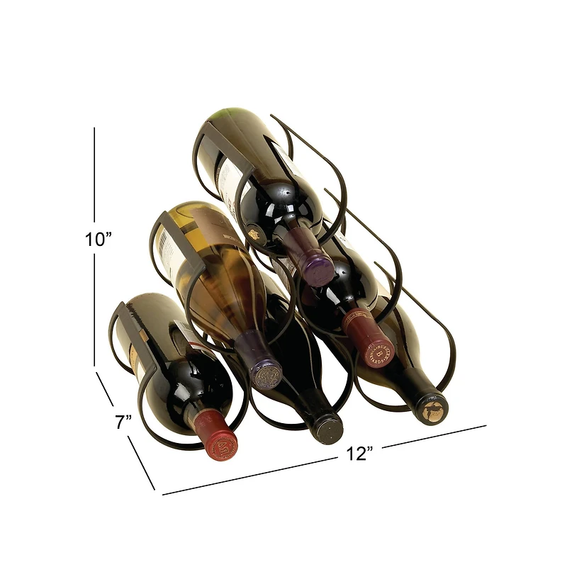 10" Black Metal Industrial Wine Holder Rack