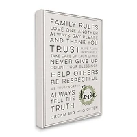 Stupell Industries Family Rules Love Dream Often Canvas Wall Art