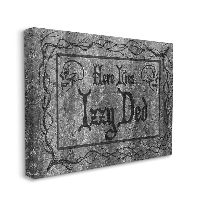 Stupell Industries Here Lies Izzy Ded Gravestone Canvas Wall Art