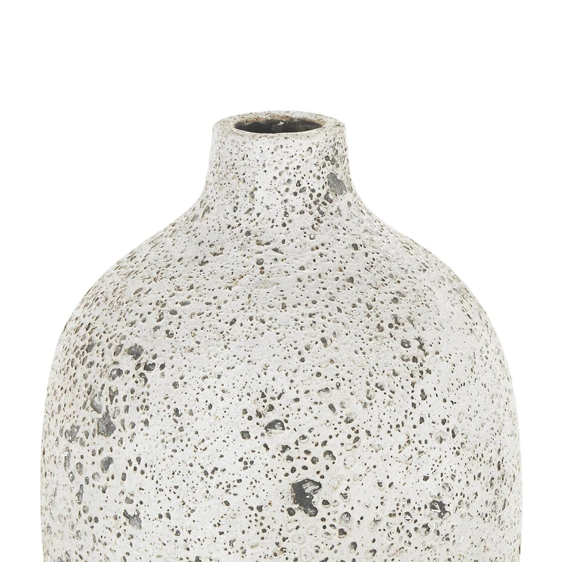 17" White Antique-Style Textured Ceramic Vase