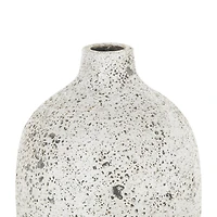 17" White Antique-Style Textured Ceramic Vase