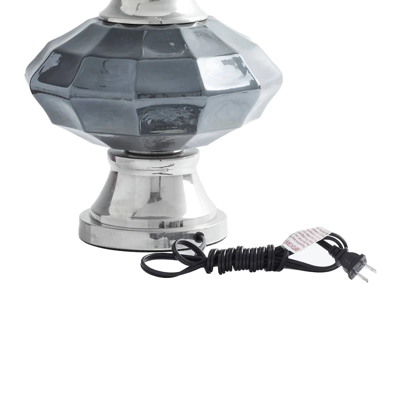 Silver Glass Traditional Table Lamp, 27" x 16" x 16"